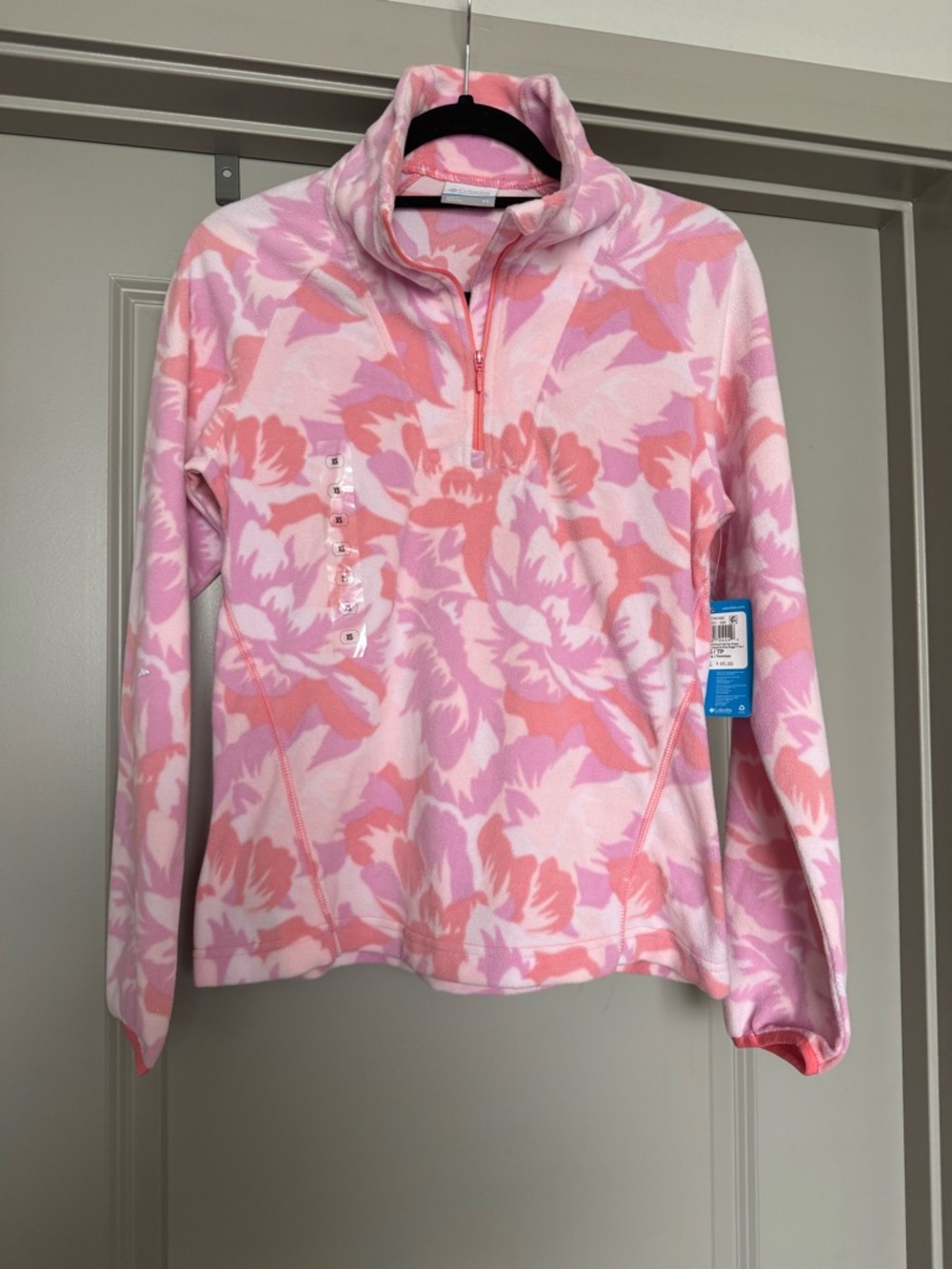 NWT Columbia Pink & Coral Floral Half-Zip Fleece